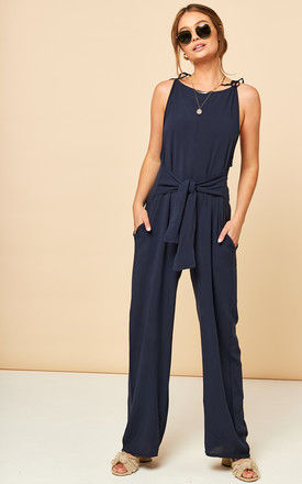 Tie Front Jumpsuit in Navy by Bella and Blue