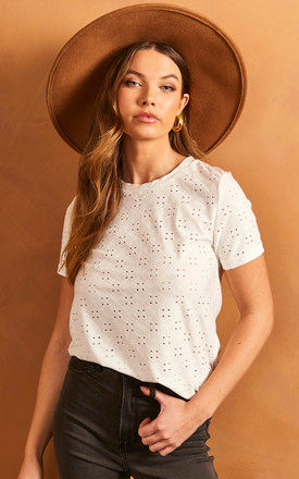 Broderie T-Shirt in White by JDY