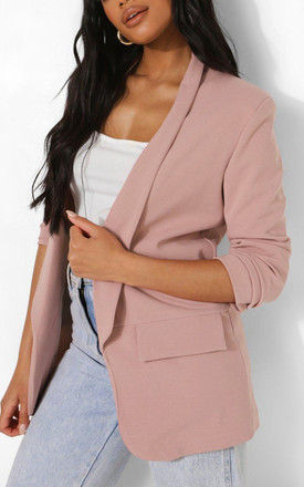 DUSTY PINK RUCHED SLEEVE BLAZER by JustYourOutfit